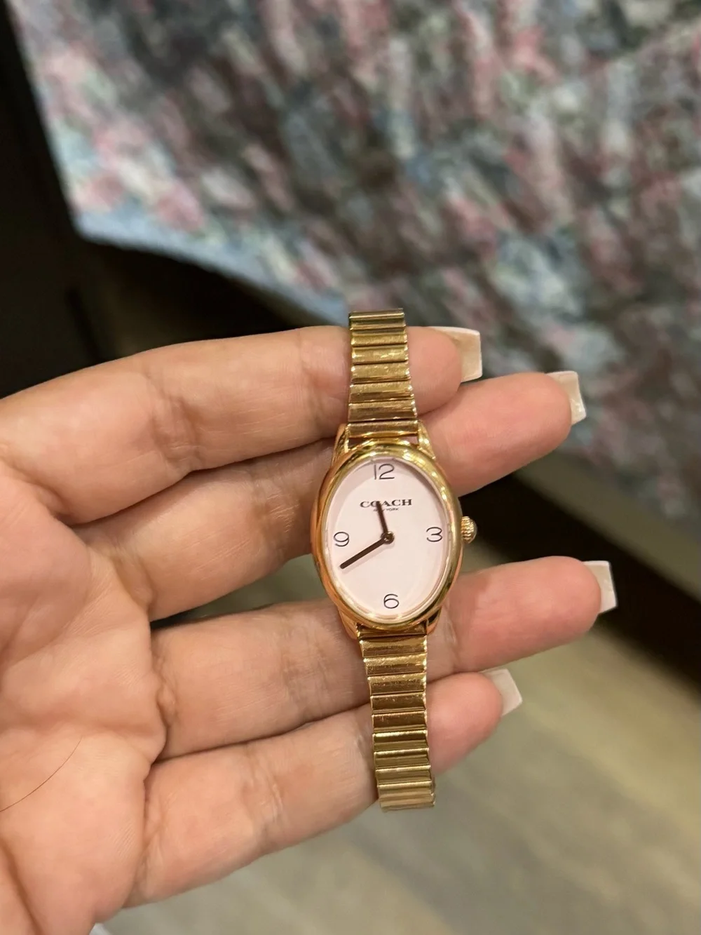Coach Gold-Tone Watch with Pink Dial